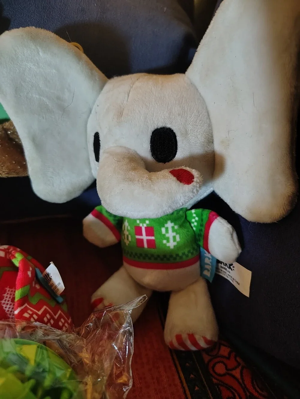 NWT BarkBox Holiday Dog Toy Lot of 3 - Dwight Elephant, Sleigh Belle &Green Ball